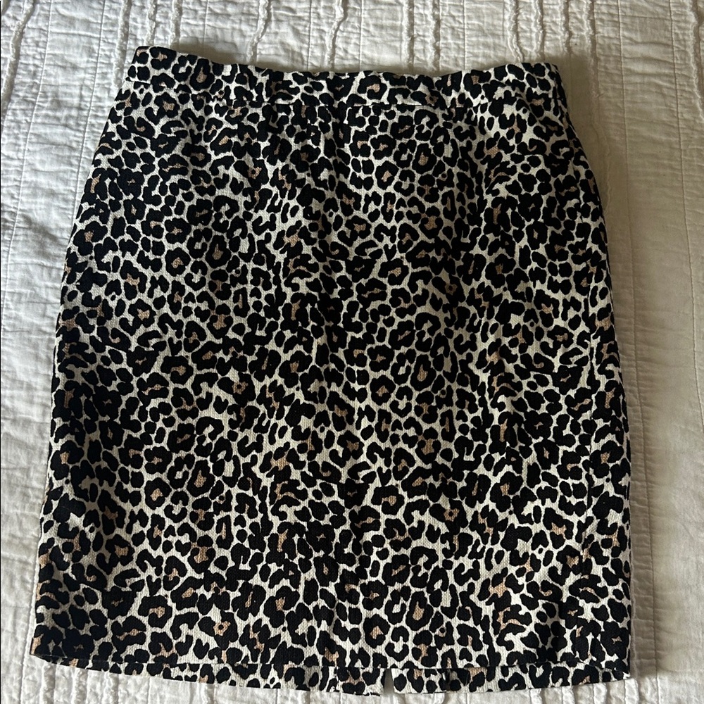 J. Crew Leopard Print Pencil Skirt - Black and Brown
